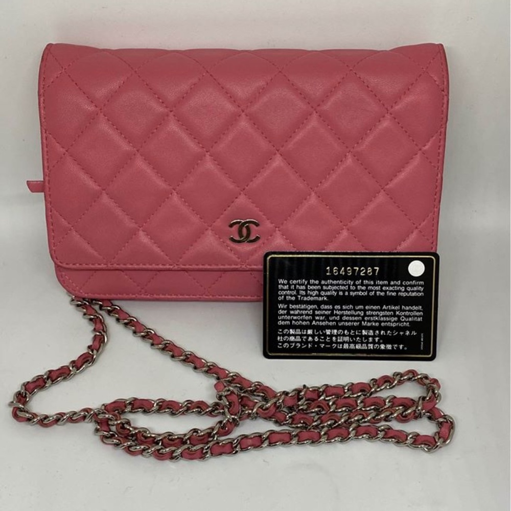 Authentic Chanel Wallet On Chain Lambskin Leather